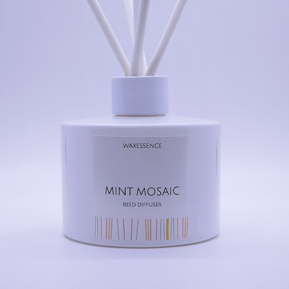 Mint Mosaic Reed Diffuser | Essenza Gloss White | Home Decor | 6.8 FL oz - Picture 1 of 2